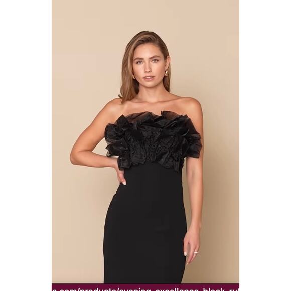 Lulus Women's Evening Excellence Black Ruffled Strapless Dress Sz XL NWOT # 1 - Picture 7 of 9